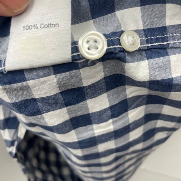 J.Crew Slim Fit Navy Blue Gingham 100% Cotton Lightweight Button Down Shirt Sm - Picture 10 of 12